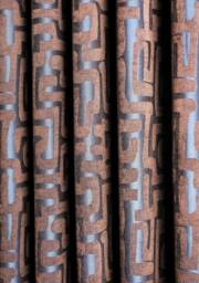 Blue Brown Geometric Chenille Curtain Panel Custom Modern Drapes - thumbnail 1