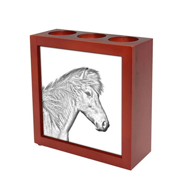 Icelandic Horse - Wooden Stand For Candles/Pens With The Image Of A Horse New Collection - image 1
