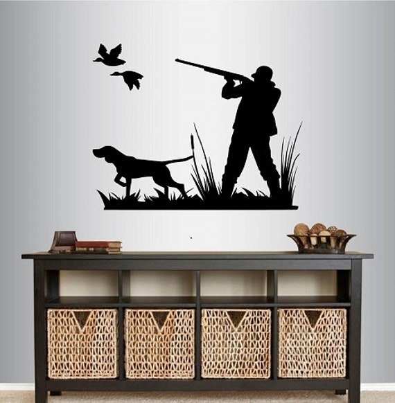 In-Style Decals Wall Vinyl Decal Home Decor Art Sticker Duck Hunting Hunter & Dog Man Shotgun Animals Any Room Removable Mural Design 1464 - image 1