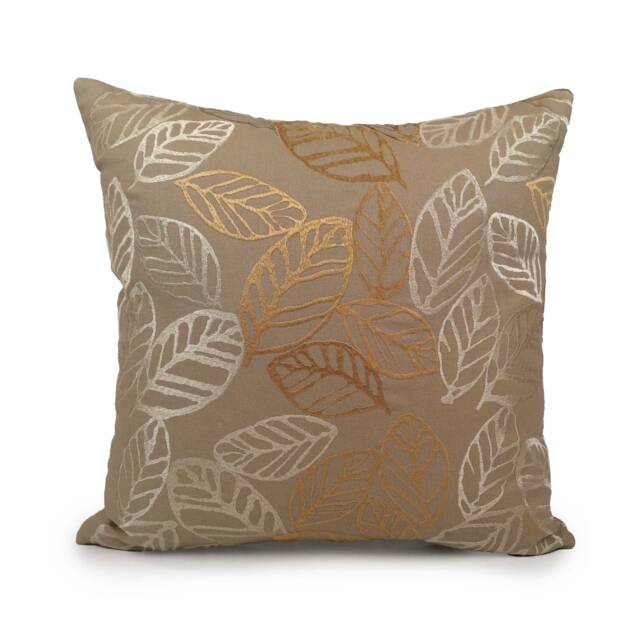 Goldish Yellow, Off White & Natural Pillow, Decorative Throw Pillow Cover, Cushion Accent Silk Embroidery, Cotton Blend - image 1