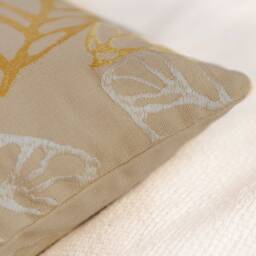Goldish Yellow, Off White & Natural Pillow, Decorative Throw Pillow Cover, Cushion Accent Silk Embroidery, Cotton Blend - thumbnail 4