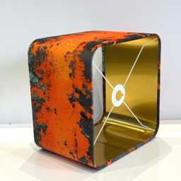 Handmade By Order Luxury Antique Metal Rusting Orange Teal Grey Combination Velvet Rounded Square Lamp Shade Pendant Light All - thumbnail 2