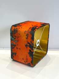 Handmade By Order Luxury Antique Metal Rusting Orange Teal Grey Combination Velvet Rounded Square Lamp Shade Pendant Light All