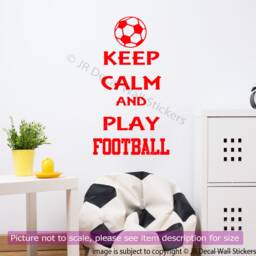 Keep Calm & Play Football Wall Decal - Sports Quote Vinyl Sticker - thumbnail 1