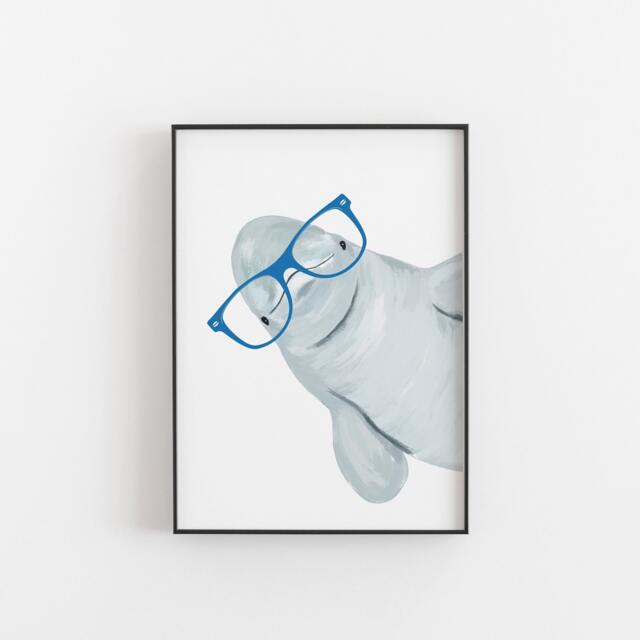 Beluga Whale Art Print Funny With Glasses - image 1