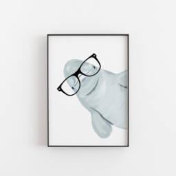 Beluga Whale Art Print Funny With Glasses - thumbnail 2