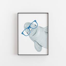 Beluga Whale Art Print Funny With Glasses - thumbnail 1
