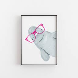 Beluga Whale Art Print Funny With Glasses - thumbnail 3