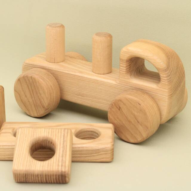 Wooden Mini Car Constructor Montessori Waldorf Toy Handmade Ash Wood - image 1