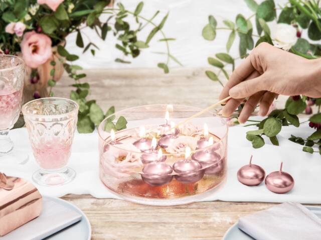 Rose Gold Floating Candles, Hen Party Decor, Wedding Table Decorations, Baby Shower Party, Bachelorett Silver Pink - image 1