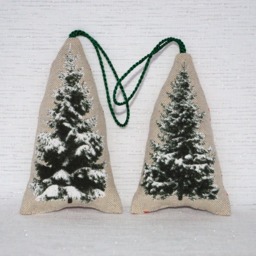 Beige Lavender Sachet With Bow, 1 Pc. 10 X 6.5 cm, Christmas Tree Pattern, Gift, Home Decor, Green, Red, White, Aroma Moth Repellent - thumbnail 3