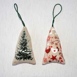 Beige Lavender Sachet With Bow, 1 Pc. 10 X 6.5 cm, Christmas Tree Pattern, Gift, Home Decor, Green, Red, White, Aroma Moth Repellent - thumbnail 2