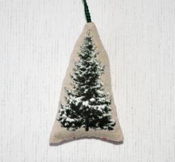 Beige Lavender Sachet With Bow, 1 Pc. 10 X 6.5 cm, Christmas Tree Pattern, Gift, Home Decor, Green, Red, White, Aroma Moth Repellent - thumbnail 1