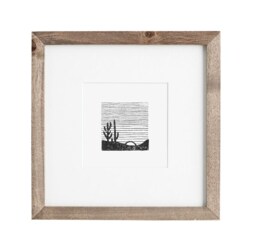 Arizona No. 1, Landscape Print, Black & White Art, Original Tiny Prints, 4x4 Minimalist Illustration - thumbnail 1