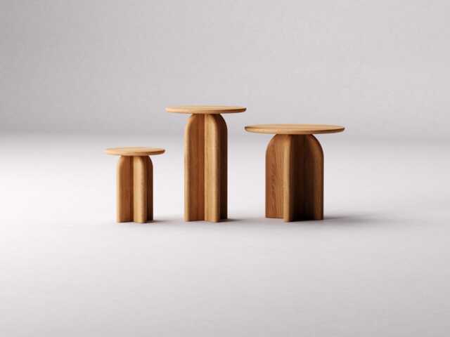 Round Nesting Tables - Wooden Side End Table Solid Oak Wood Modern For Living Room Set Of - image 1