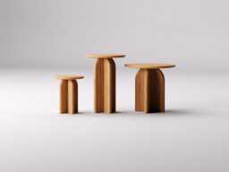 Round Nesting Tables - Wooden Side End Table Solid Oak Wood Modern For Living Room Set Of
