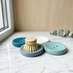 Handmade Concrete Round Soap Dish With Drainage Holes - Modern Bathroom Decor & Eco-Friendly Accessory