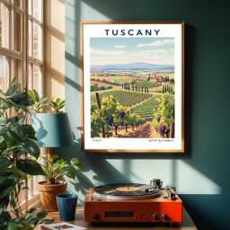 Tuscany Vineyard Art Print Italian Countryside Travel Poster - thumbnail 2