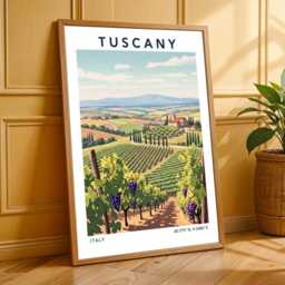 Tuscany Vineyard Art Print Italian Countryside Travel Poster - thumbnail 3