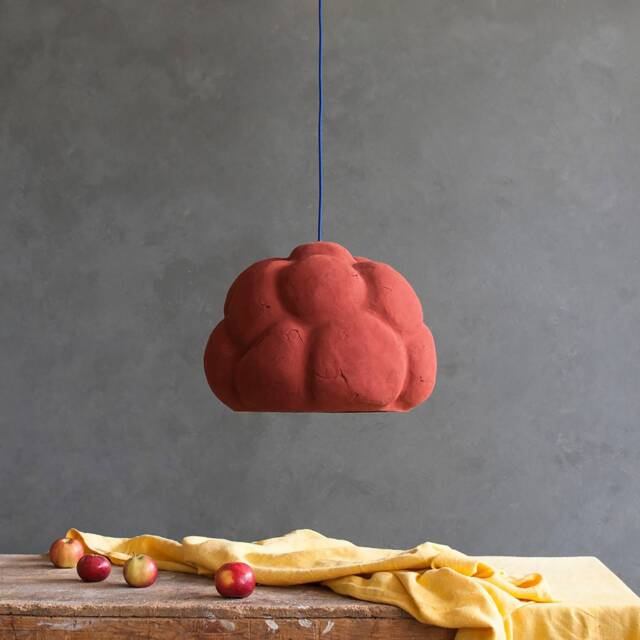 Paper Mache Pendant Light Sensi I Red, Statement Lampshade, Sculptural Lamp - image 1
