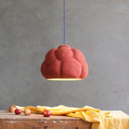 Paper Mache Pendant Light Sensi I Red, Statement Lampshade, Sculptural Lamp - thumbnail 3