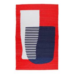 Red - Handwoven Cotton Rug Wall Textile Weaving Recycled Carpet Modern Kilim Tapestry Tartaruga - thumbnail 2