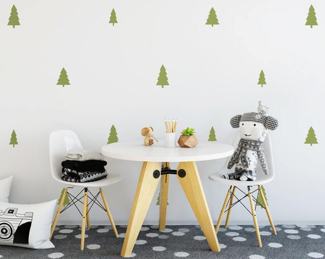 Tree Wall Decals - Woodland Nursery Decals, Pine Forest Kids Stickers - image 1