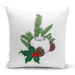 Christmas Cushion Covers With Red Candles, Cones & Pine Leaves, Double Sided Printing On The Chenille Fabric Different Sizes, Oeko-Tex?? - thumbnail 3