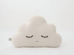 Beige Cloud Pillow With Pink Cheeks For Nursery Decor, Baby Cushion Shower Gift Infant Boy Girl Gender Neutral Kids Room Children Bed - thumbnail 1