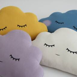 Beige Cloud Pillow With Pink Cheeks For Nursery Decor, Baby Cushion Shower Gift Infant Boy Girl Gender Neutral Kids Room Children Bed - thumbnail 2