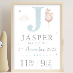Personalised Letter Nursery Print, New Baby Keepsake Gift, Girls Decor - thumbnail 2