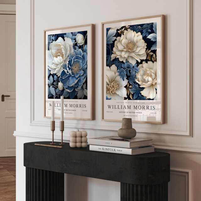 William Morris Blue Floral Wall Art Set Of 2 Vintage Botanical Prints British Design Posters - image 1