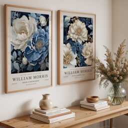 William Morris Blue Floral Wall Art Set Of 2 Vintage Botanical Prints British Design Posters - thumbnail 3
