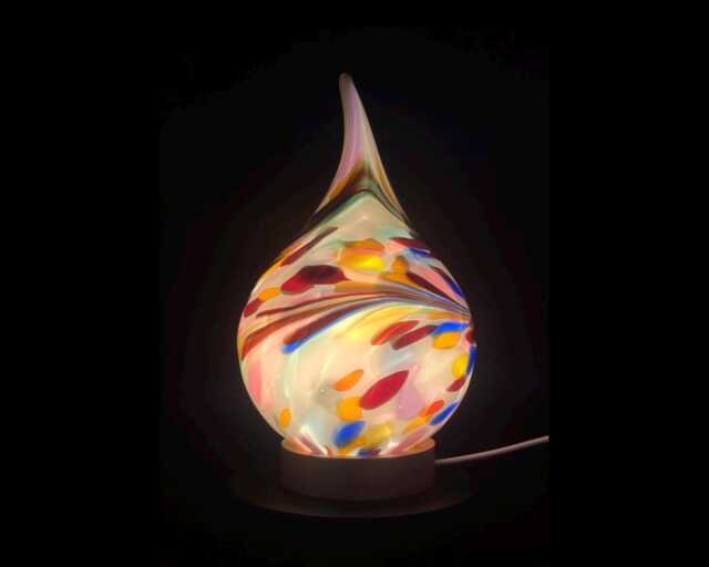 Handblown Glass Teardrop Lamp Colorful Swirl Night Light - image 1