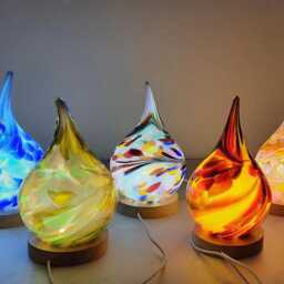 Handblown Glass Teardrop Lamp Colorful Swirl Night Light - thumbnail 3
