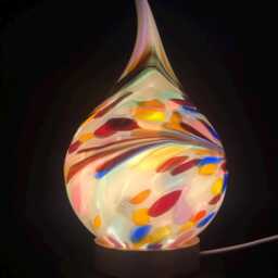 Handblown Glass Teardrop Lamp Colorful Swirl Night Light - thumbnail 2