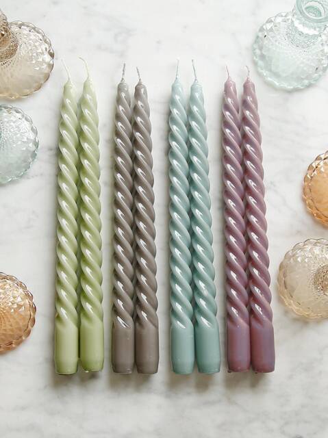 Set Of Two Twisted Coloured Taper Candles - image 1