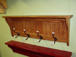 Coat Rack Wall Shelf Solid Oak 36 - thumbnail 2