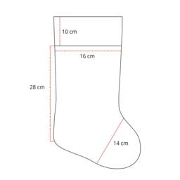 Red Linen Christmas Stocking With Printed Cuff. Zero Waste Packaging - thumbnail 3