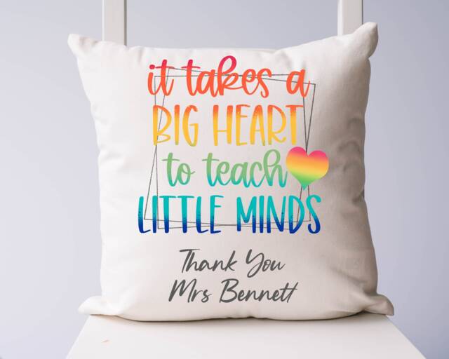 Personalised Teacher Cushion Gift , Printed Name Design Throw Pillow For Favourite Gift, Teaching Assistant - image 1