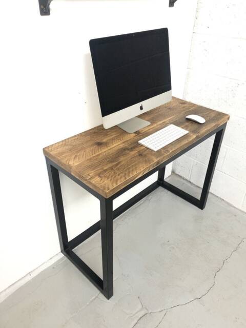 Reclaimed Rustic Office Desk Steel Industrial Scaffold Depth 43cm - image 1