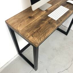 Reclaimed Rustic Office Desk Steel Industrial Scaffold Depth 43cm - thumbnail 3
