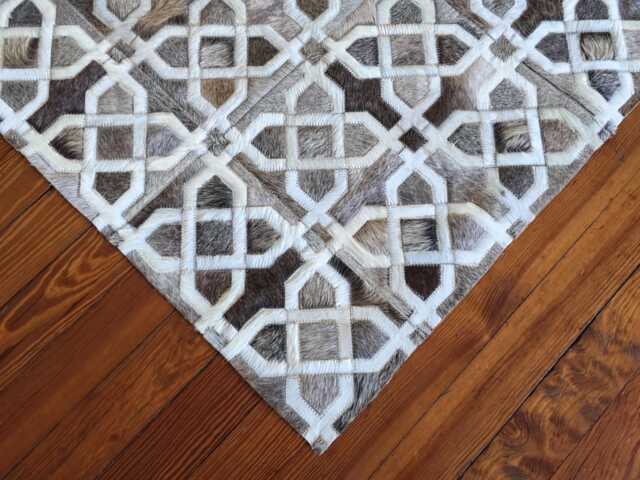 Cowhide Rug Patchwork Grey Brown Leather - Handmade, Custom Size - image 1