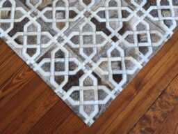 Cowhide Rug Patchwork Grey Brown Leather - Handmade, Custom Size - thumbnail 1