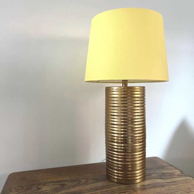 Lemon Yellow Cotton Drum Lampshade, French Empire Style - image 1