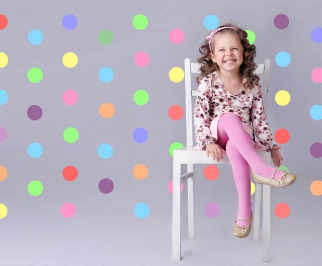 Pastel Rainbow Spots Subtle Soft Colours Sorbet Polka Dot Confetti Wall Art Sticker Kit Decal Graphic Nursery Decor - image 1