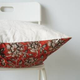 Block Print Pillow Cover Floral Batik, Natural Dyed - 20x20 - thumbnail 3