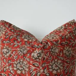 Block Print Pillow Cover Floral Batik, Natural Dyed - 20x20 - thumbnail 2
