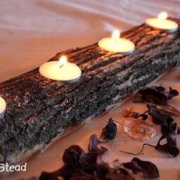 Log Candle Holder - Rustic Wedding Woodsy Table Decor, Bridesmaids Gifts Favors, Centerpiece Setting Display - thumbnail 2