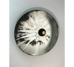 Handcrafted Concave Antique Mirror With Gold Leaf Space Age Decor - thumbnail 1